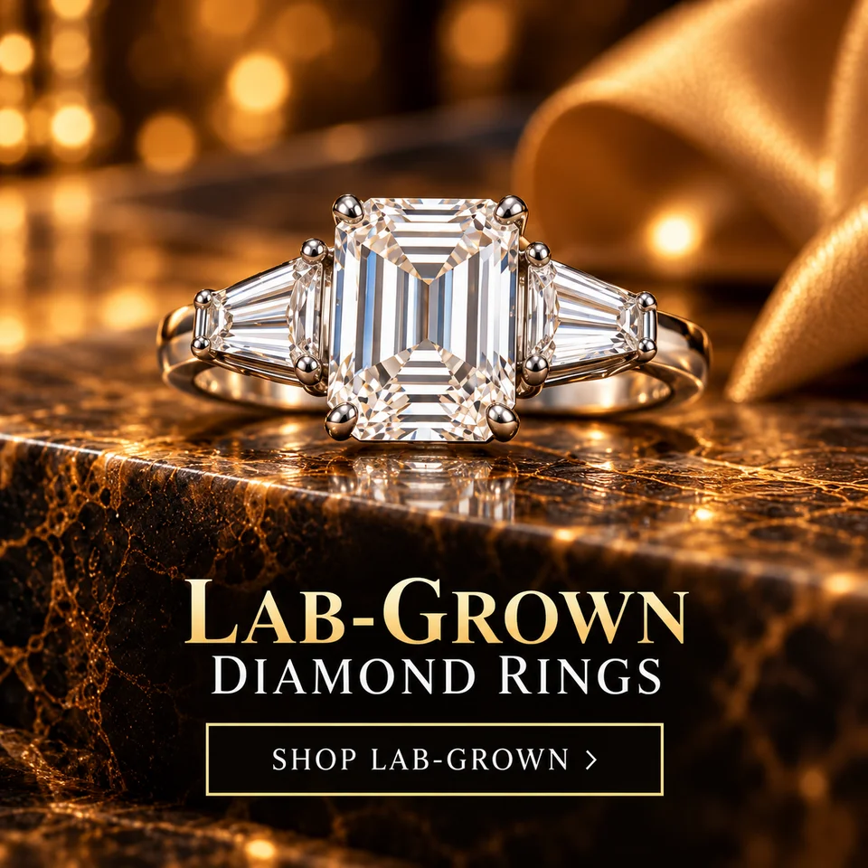 Lab-grown diamond rings. Shop lab-grown.